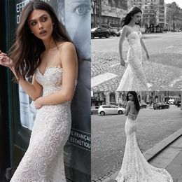 julie vino mermaid wedding dress full lace appliqued sweetheart neck backless bridal gowns sweep train plus size wedding dress