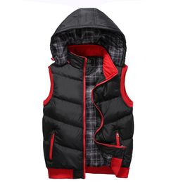 2018 Vest Men Winter Jackets Casual Thick Vests Man Sleeveless Hoodie Coats Male Plus Size Warm Cotton-Padded Waistcoat