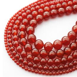 Natural Red Agat Gem Stone Carnelian Round Loose Beads 4-16MM Onyx Fit DIY Necklace Beads For Jewelry Making