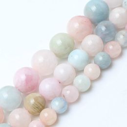 8mm natural stone beads Colourful morganite stone round loose beads for Jewellery making 15inche/strand diy bracelet necklace