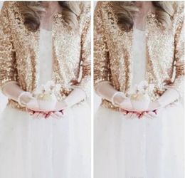 Bling Bling Sequins Long Sleeve Rose Gold Sequined Bridal Jackets 2018 Shrug Formal High Quality Wedding Coats Boleros Wedding Accessories