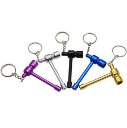 Portable portable smoking set with metal buckle pipe with key buckle for small pipe