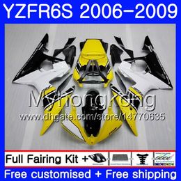 Body For YAMAHA YZF R6 S R 6S YZF600 YZFR6S 06 07 08 09 231HM.18 YZF-600 YZF R6S YZF-R6S Yellow white top 2006 2007 2008 2009 Fairings Kit