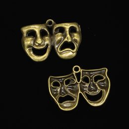 39pcs Zinc Alloy Charms Antique Bronze Plated comedy tragedy masks Charms for Jewelry Making DIY Handmade Pendants 31*23mm