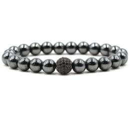 CZ Zircon Ball Men Bracelet Brand Bracelets Black Natural Stone Bracelet