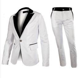 Customise White One Button Groom Tuxedos Peak Lapel Side Vent Groomsmen Blazer Men Business Formal Prom Suit(Jacket+Pants+Tie) 202