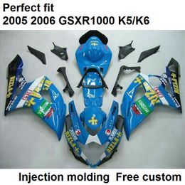 Aftermarket body parts fairings for Suzuki GSXR1000 2005 2006 sky blue injection Mould fairing kit GSXR1000 05 06 BN35