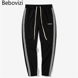 4 Color 2018 Autumn New Checkerboard Stripes Stitching Women Men's Elastic Waist Pants Hip Hop Casual Joggers Sweatpants D18101102