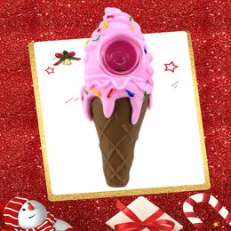 ICE CREAM PIPE silicone smoking bowl girly pipes blown glass pipe ice-cream cone pink smoking accessories unique gift dab tool for 710