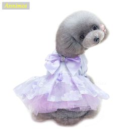 2018 Pet Dress Flower Princess Satin Skirt Bowknot Party Tutu Puppy Wedding Costume Summer Clothes for Small Girl Dogs XS-XL ,18