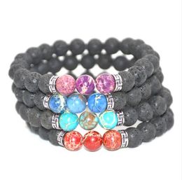Fashion 8mm Natural Black Lava Stone Beads chakra Bracelet DIY Essential Oil Diffuser Bracelet for women Yoga Jewellery