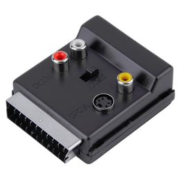 Freeshipping Switchable scart Male to scart Female S-Video 3 RCA Audio Adapter Convertor