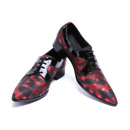 Christia Bella New Fashion 2018 Men's Star Printing Oxfords Shoes Lace-Up Genuine Leather Dress Shoes Nightclub Flats Shoes