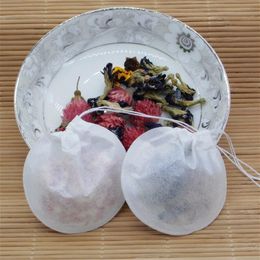 String Drawstring Round Empty Teabags Filter Paper Herb Loose Tea Bags Natural wood pulp paper Diameter 6c