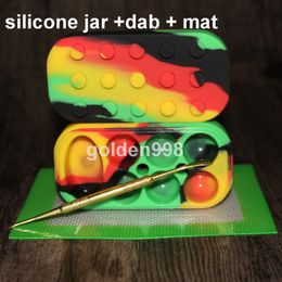 Nonstick Silicone Wax Containers Multicolor silicone box with dab mat Silicon container Non-stick silicone wax jars