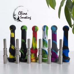 Mini 14mm Silicone NC Kits Silicone Pipe 14mm Stainless Steel Tip Silicon NC Food Grade Silicon