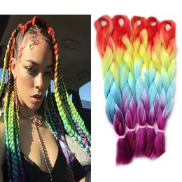 24 inch 100g/Pack Xpression Braiding Hair Four Tone Ombre Colours Synthetic Jumbo Braiding Hair Extensions Wholesale Price