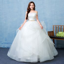 Real Photo White Fashion Classic Vestido De Noiva 2017 New Hot Sale Korean style Elegant Princess Sweetheart Lace Up with Sashe