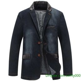 New Fashion Denim Blazer Men Business Casual Suit Blazer Jacket Jeans Coat Office Party Military Vintage Blazer Cotton OUTWEAR