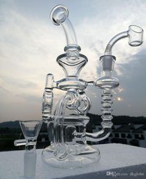 Gass bong glass recycler double recyclers bongs water pipe glass pipe cyclone oil rigs