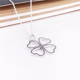 heart clover silver pendant necklac authentic 925 sterling silver with clear cubic zirconia diy fine jewelry neclklace 390381cz90 necklace
