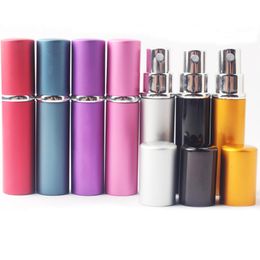 Mini Travel Portable Mixed Colour 5ml Aluminium Anodized Compact Atomizer Glass Perfume Bottle Free Shipping LX2882