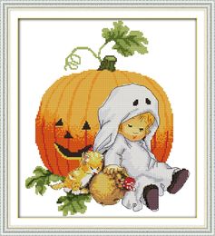 Halloween Pumpkin home decor paintings ,Handmade Cross Stitch Embroidery Needlework sets counted print on canvas DMC 14CT /11CT