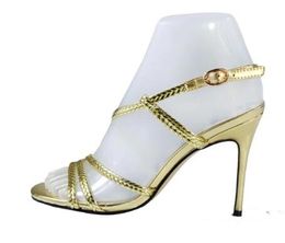 Gold Leather High Heels Women Sandals Buckle Strap Slingback Women Pumps Rome Style Cut-Outs Stiletto Heels Shoes