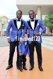 High Quality Blue Groom Tuxedos Groomsmen Peak Lapel Best Man Blazer Mens Wedding Suits (Jacket+Pants+Tie) H:973