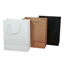 Wholesale- 19X13X6cm Kraft Paper 10PCS/Lot Wedding Gift Bag With Handle Birthday Party Gift Christmas New Year Shopping Package Bags