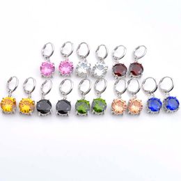 LuckyShine Fine Women Jewelry Gift Multi-color Round peridot Garnet Topaz Earrings 925 Sterling Silver Earrings Russia Wedding Party Jewelr