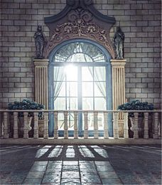 Vintage European Architecture Romantic Wedding Photo Booth Backdrops Cloth Bright Windows Marble Floor Studio Photography Backgrounds 8x10ft