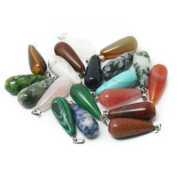 High Quality Natural Gem Stone Teardrop Charm Pendant Necklace Gift For Diy Fashion Women Necklace Jewellery Findings Accessory 20PCS