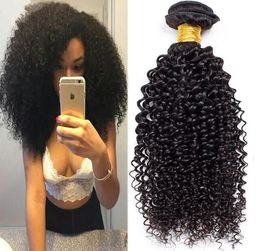 Brazilian Deep Wave Human Hair Bundles Kinky Curly Weave Weft Peruvian Malaysian Indian Mongolian Virgin Hair Deep Curly Hair Extensions