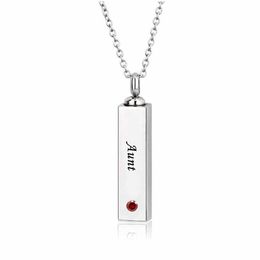 Fashion jewelry for aunt Cube Single Stainless Steel Pendant Necklace Urn Filler Kit Cremation Ashes Jewelry