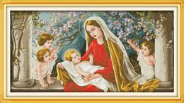 Madonna and child Jesus Christiani decor paintings , Handmade Cross Stitch Embroidery Needlework sets counted print on canvas DMC 14CT /11CT