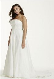 2018 New Plus Size Chiffon Empire Waist Gowns With Appliques Beading Detail pleated chiffon Wedding Dresses Beading Sash Bridal Dress