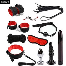 Sex Toys For Couples Bondage Vibrators Set Nylon Restraint BDSM Slave Anal Vibrator Plug Flirt Games Erotic Toys for Women Men Y18102405