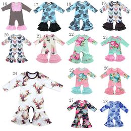 2019 new baby boy girl Jumpsuits floral Ruffle romper Cotton children ruffled Pyjamas kids Climb clothes 37 styles C3378