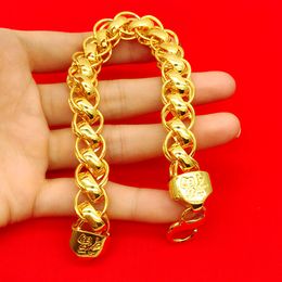 13mm Wide Mens Bracelet Thick Wrist Chain 18k Yellow Gold Filled Classic Mens Statement Jewellery Gift 8.8 Inches