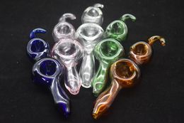 wholesale Newest thick heady Glass Double spoon pipe Colorful Pyrex Glass Pipes Dab Rig Hand dry herb tobacco Pipes For Smoking