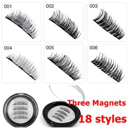 18 Styles 3D Magnetic Eye Lashes with 3 Magnets False Eyelashes Lashes Reusable 3D Magnets Fake Faux Eyelash Eye Lash Extension Eye Makeup