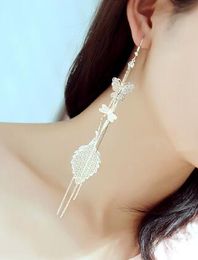 new hot Korean dragonfly butterfly tassel earrings ultra long style auricula ear string earrings stylish classic exquisite