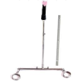 Top Metal Stainless Steel Bondage Restraints Stand With Anal Plug Leg Ankle Cuffs Fetish Slave Torture Device Spreader Bar Frame Sex Toys