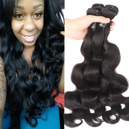 3/4 Bundles Brazilian Peruvian Malaysian Indian Cambodian Human Hair Extensions Brazilian Virgin Hair Body Wave Natural Colour wet and wavy