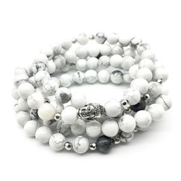 SN1250 Fashion On Sale Women Bracelet Natural White Howlite Bracelet 108 Mala Balance Yoga Jewelry Trendy Buddha Bracelet