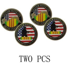 2PCS Selling United States Military Vietnam Veterans 24K Gold Plated Challenge coin/Medal