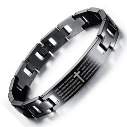 Lord's Prayer Crucifix Bracelets For Men Wholesale Black Titanium Steel Bangle Men's Bracelets With Factory Price