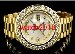 Luxury Watch Box/Papers Top Quality Mens 36 MM 18k Yellow Gold Mens Large Diamond Solid Diamond Automatic Mechanical 0riginal Watch