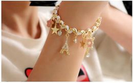 Korean fashion star flower poker leather rope tower crown Bracelet Anklet